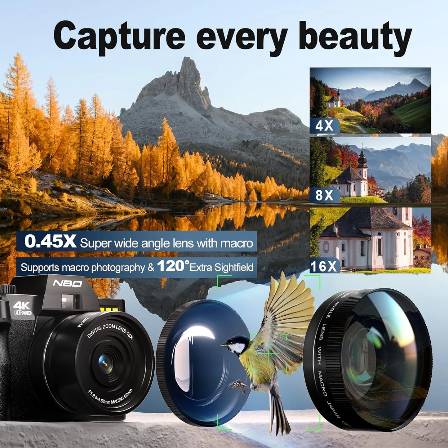 NBD Digital Camera 48MP 4K Video Camera Camcorder Vlogging Camera ,Photography Camera