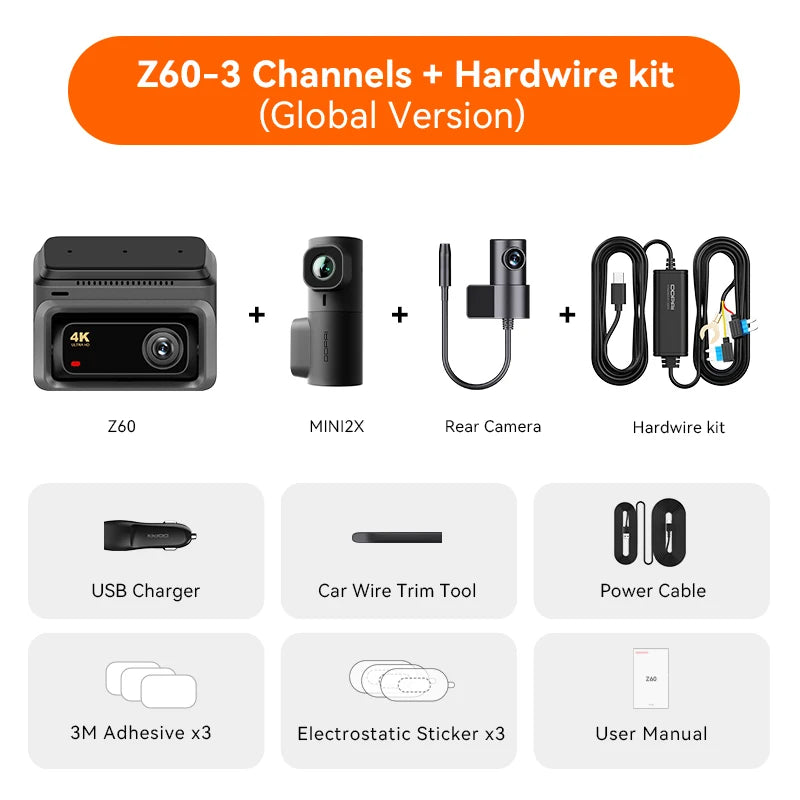 DDPAI Z60 4K+2K+1080P Dashcam  ADAS NightVIS 2.0 Dash Camera 24H Parking Monitor