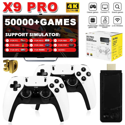 128G 256G X9 PRO GameStick 4KHD TV Video Game Console 3D Games