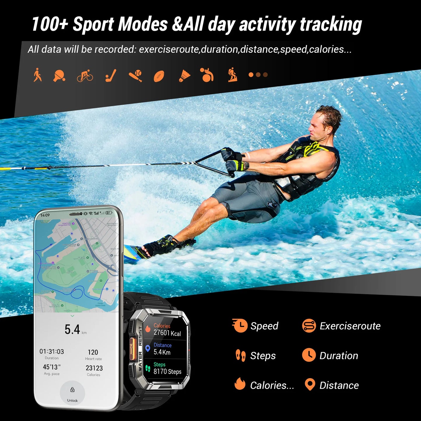 Blackview New Smart Watch 2.01'' HD Display Outdoor Men's Watches