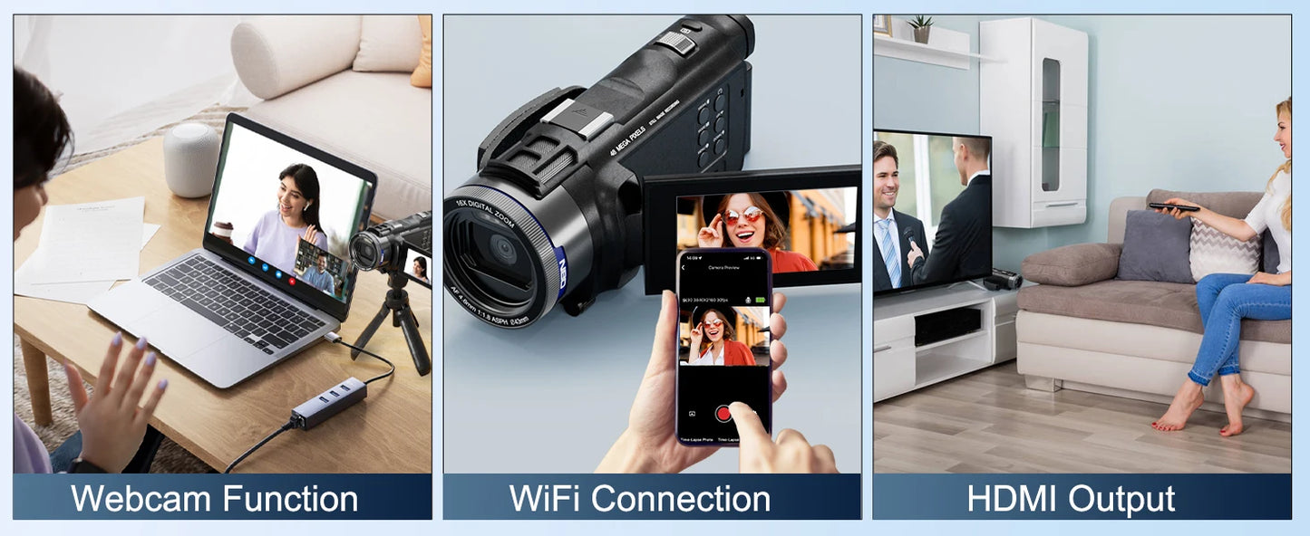 NBD 4K HD&48MP Camcorder Video Camera Video Recorder