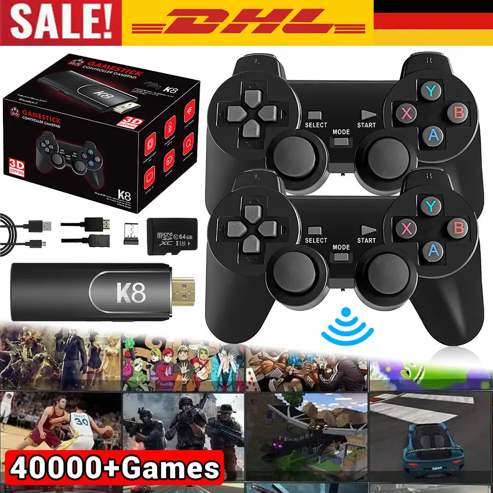 4K HD K8 Gamepad 64G Retro Video Game Console 40000+ Game