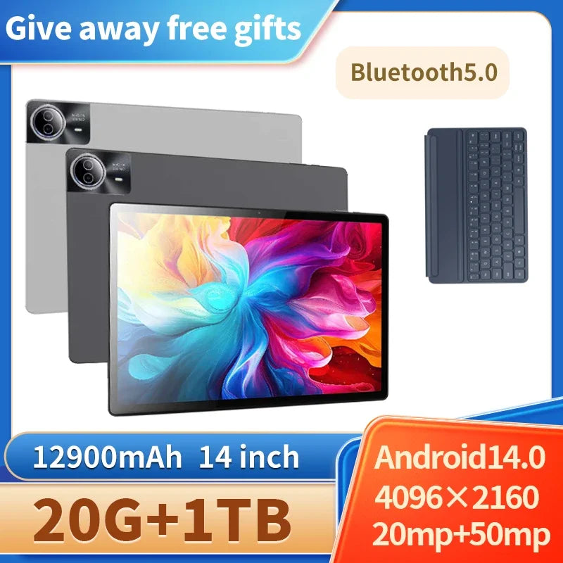 Global 14" 4K Tablet with 20GB RAM, 1TB Storage, 12900mAh Battery, Dual SIM