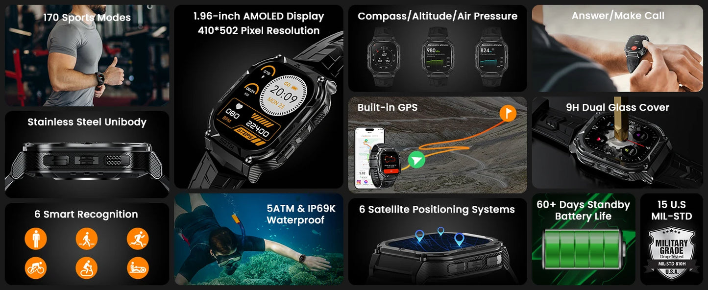 HIDAMEL M3E GPS Smart Watch For Men