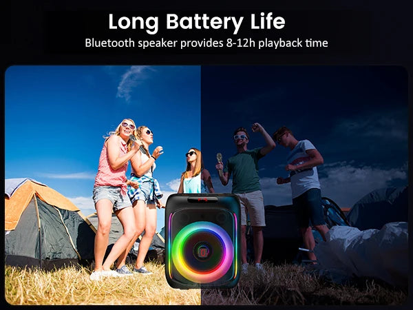 FanFun Karaoke Machine with 2 Microphones, Portable Bluetooth Speaker with RGB Light, Karaoke System for Karaoke Home Party