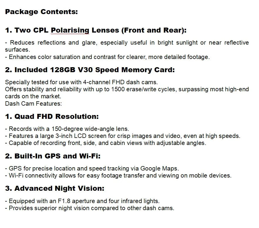 PRUVEEO 360 Degree View 4 Channel Dash Cam