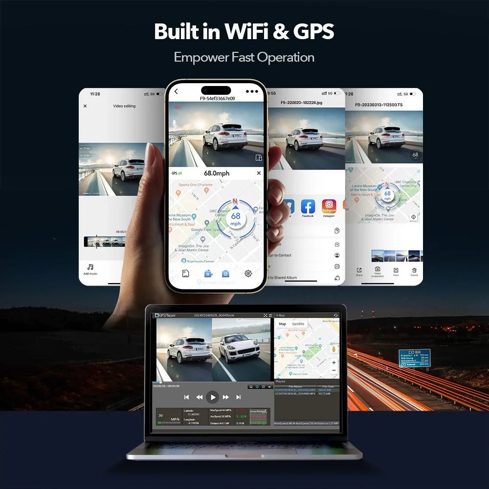 REDTIGER Dash Cam 4K Front and Rear WiFi GPS Car Camera