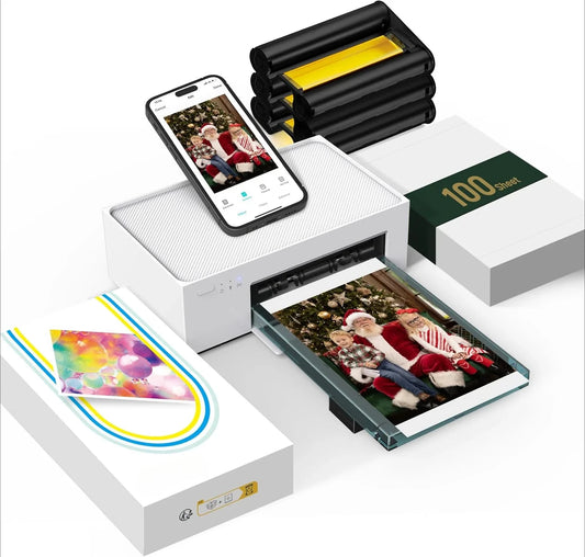 NEW  4x6'' Photo Printer, Phone Printer 100 Sheets & 3 Cartridges, Full-Color Photo, Portable Instant Photo Printer for iPhone ,