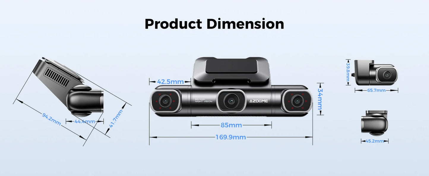 AZDOME 4 Channel Dash Cam 360° View