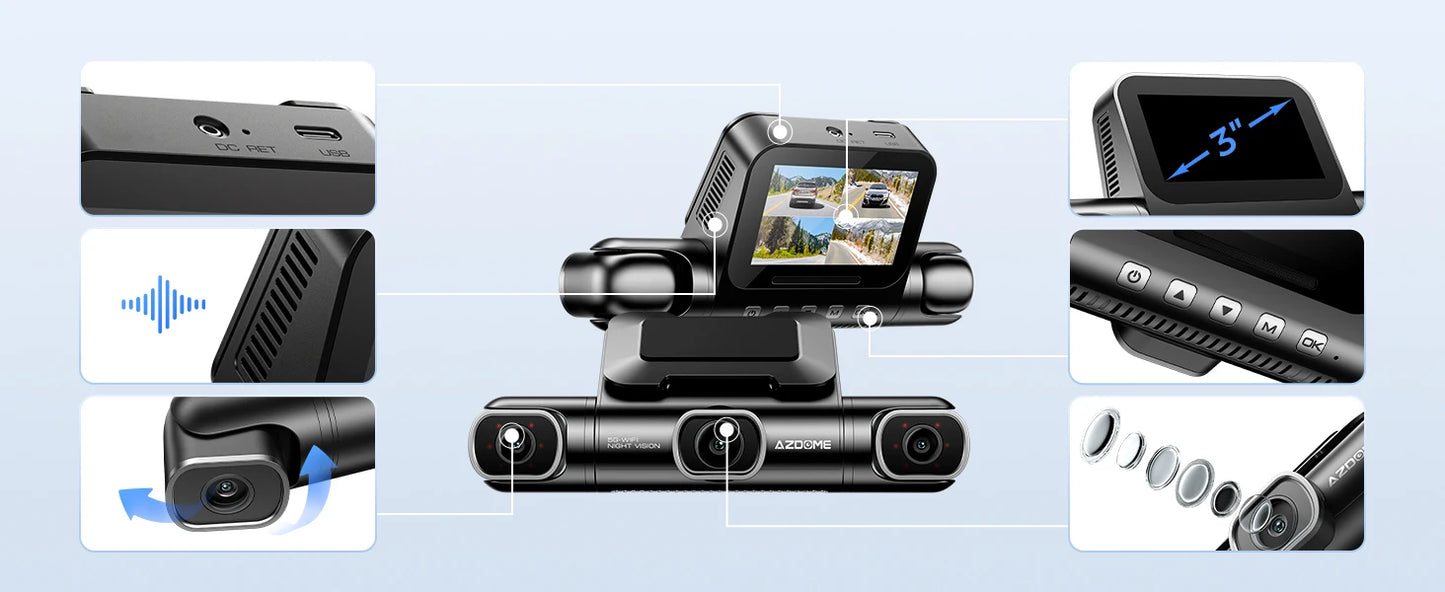 AZDOME 4 Channel Dash Cam 360° View