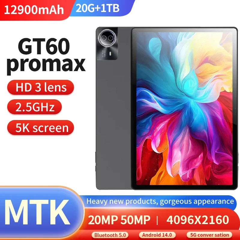 Global 14" 4K Tablet with 20GB RAM, 1TB Storage, 12900mAh Battery, Dual SIM