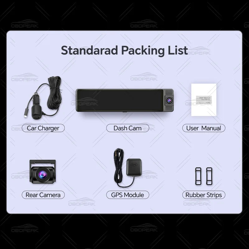11.26 Inch 3 Camera 4K+1080P+1080P Video Recording Car Dash Cam