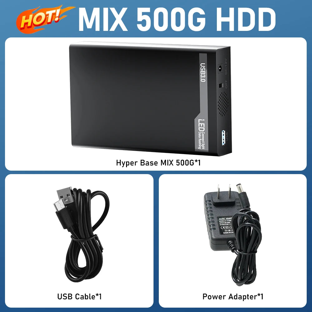 500G Retro Gaming HDD Video Game Console with 38200+Games