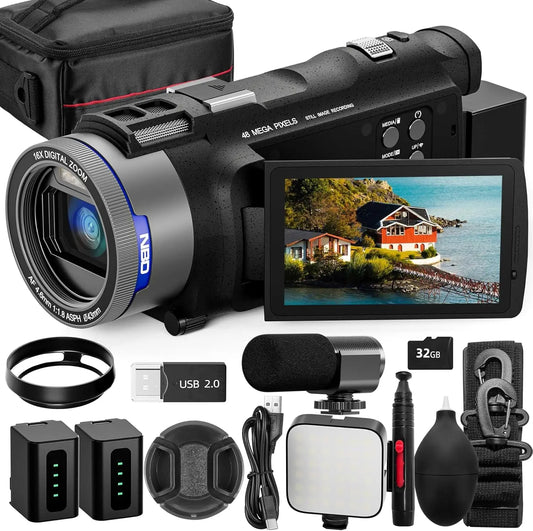 NBD 4K Camcorder Video Camera with 48MP Vlogging Camera