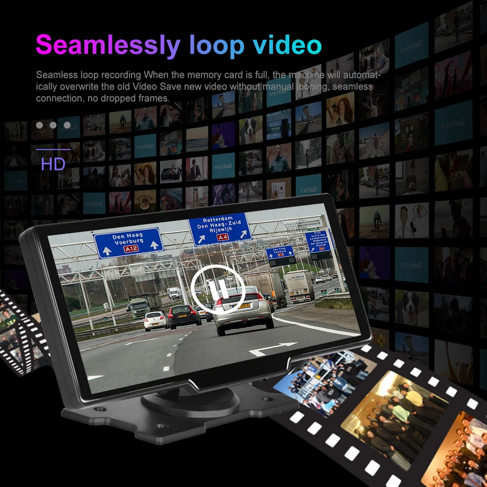 Podofo 10.26" Dash Cam 4K Rearview Camera Dashboard DVR Car Monitor