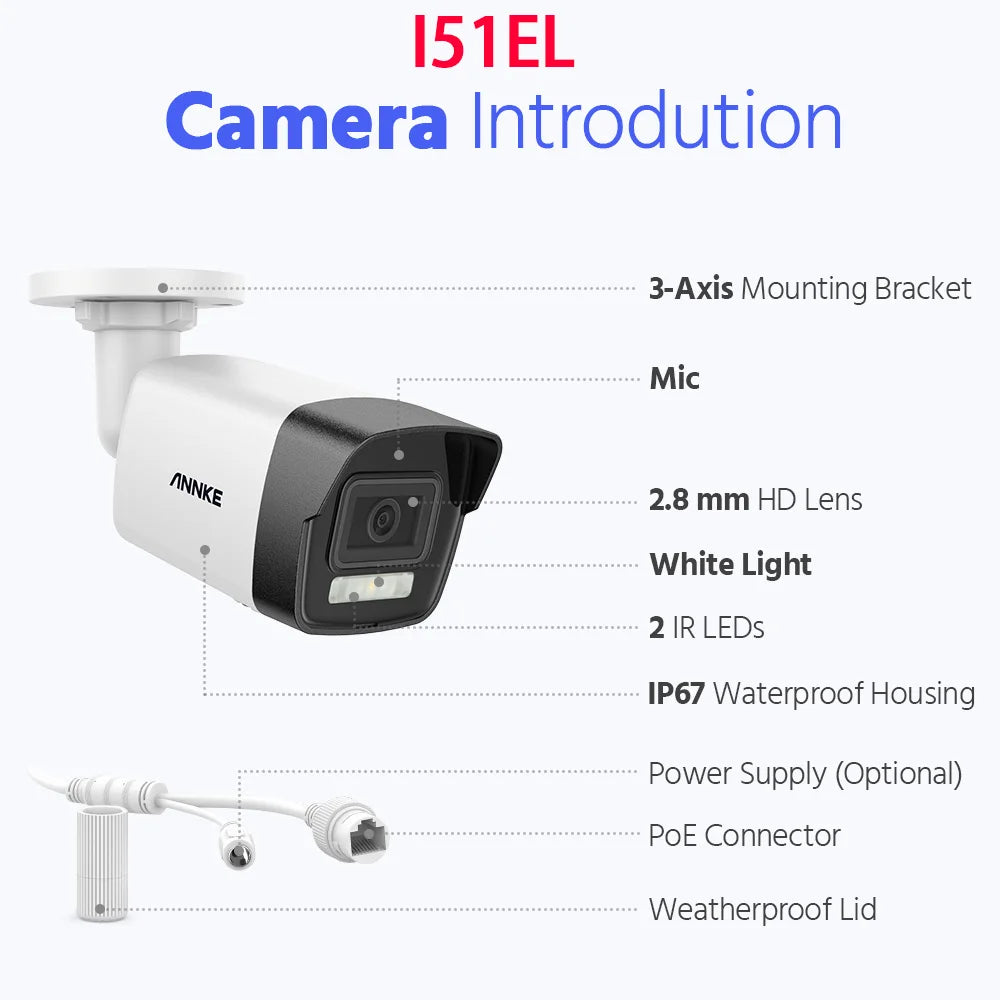 ANNKE 4K Ultra HD POE Video Surveillance System 8CH H.265+ NVR With 4K Security Cameras CCTV Kit Audio Recording 8MP Ip camera