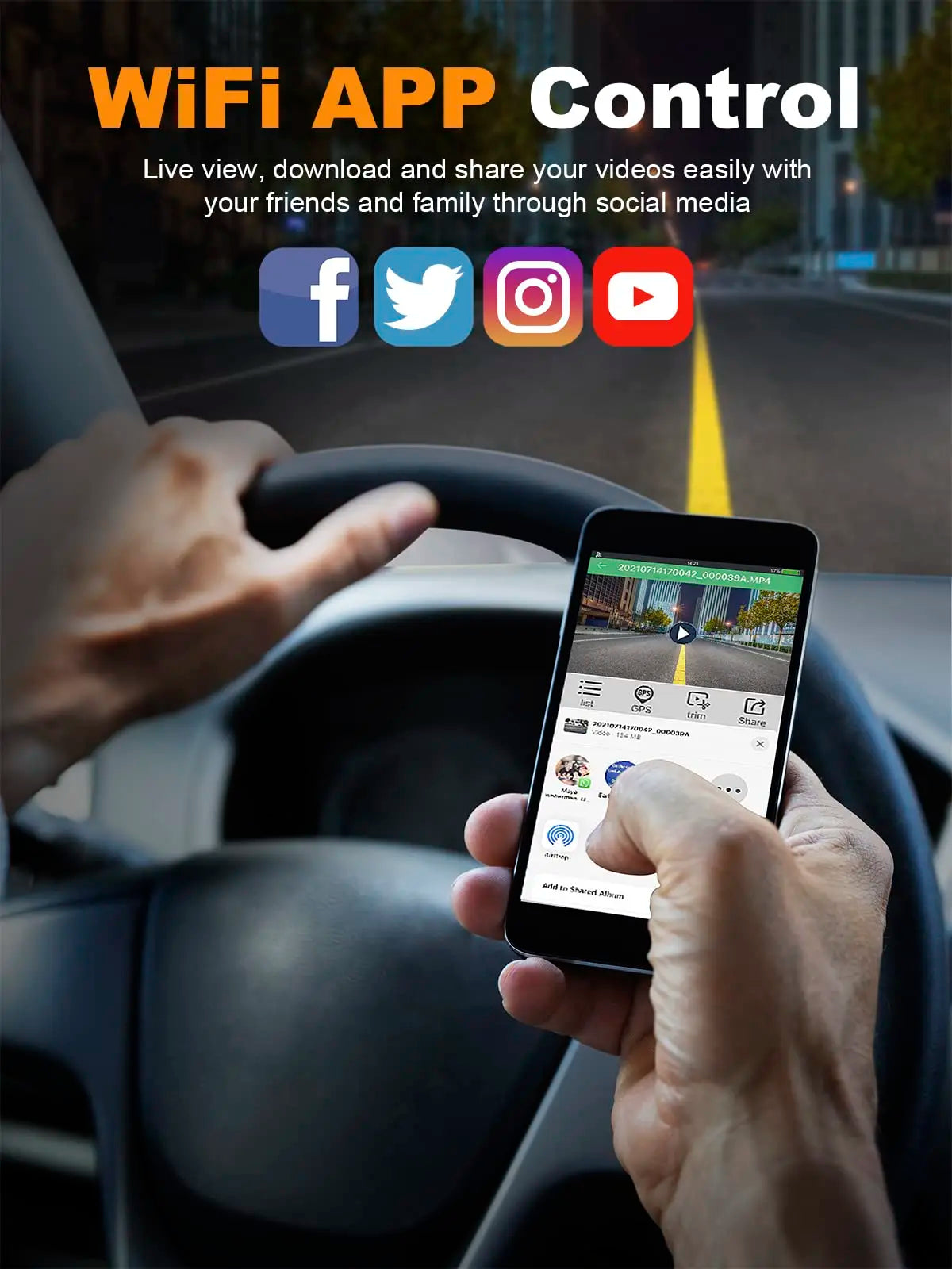 PRUVEEO 360° View Dashcam for Cars with CPL GPS WiFi  128G
