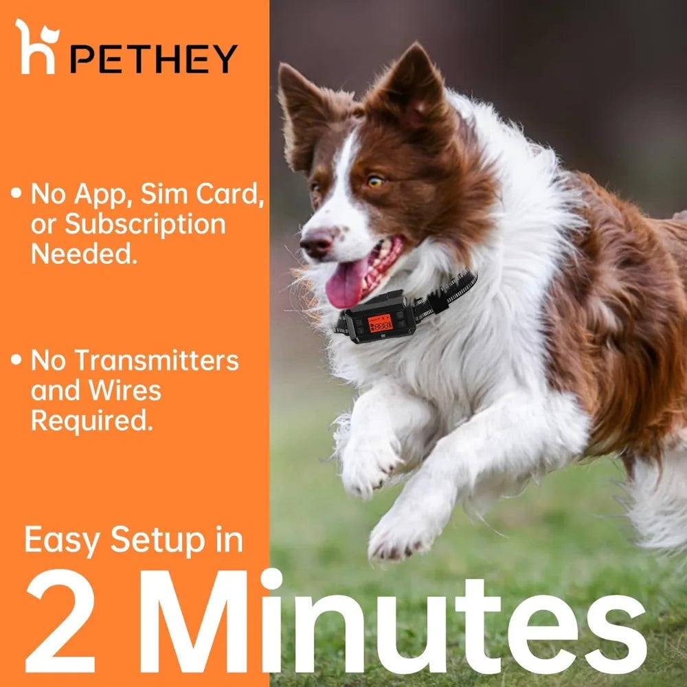 GPS Wireless Dog Fence. IPX7 Waterproof Dog Training Collar.