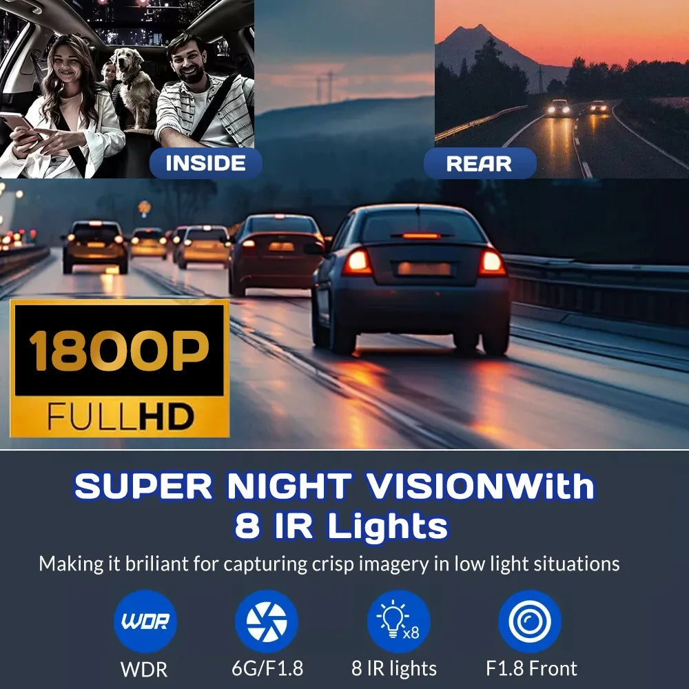 3.0″ IPS 360° Dash Camera HD 1080P