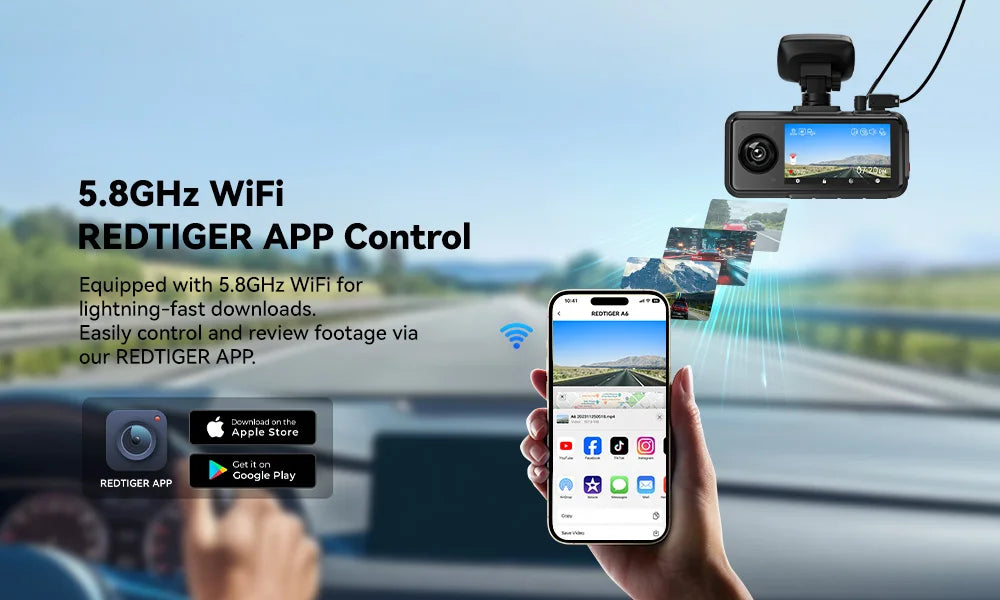 REDTIGER A6  3 Cameras Front/Cabin/Rear Cam 4K
