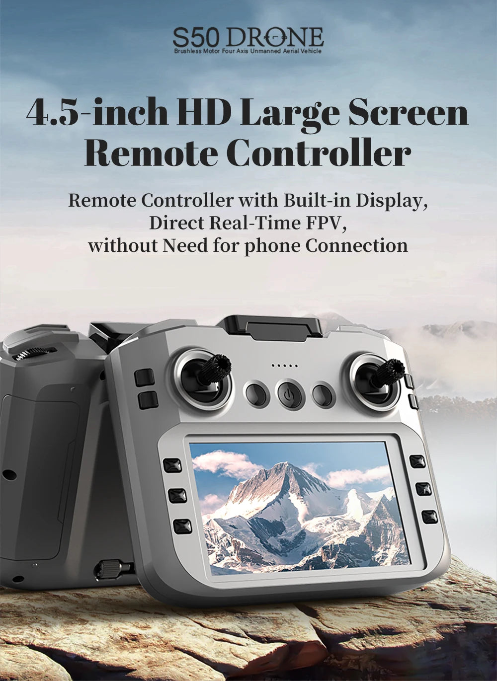 『GPS』S50 Pro Drone Toys, 2 Batteries, 4.5-inch Large Screen Remote, HD Camera: Capture & Record & Live View, Obstacle Avoidance