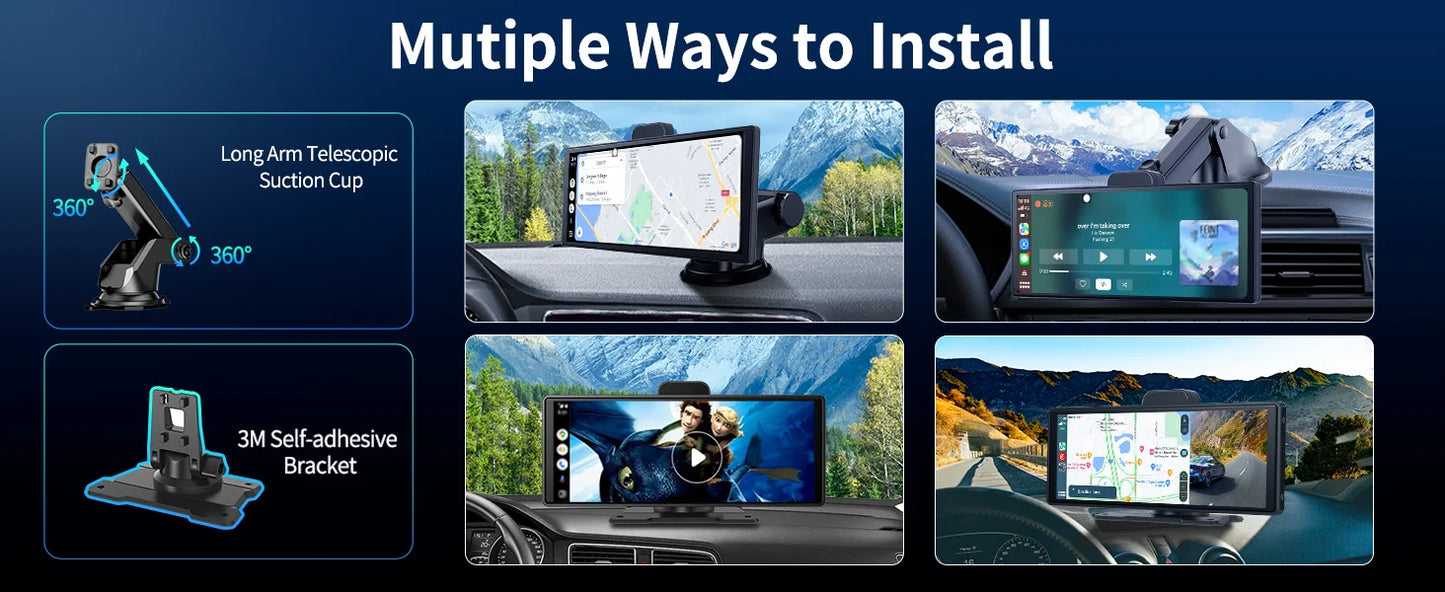 Imagebon 10.26" 4K ADAS Wireless CarPlay & Android Auto Dash Cam