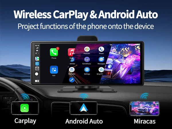 Imagebon 10.26" 4K ADAS Wireless CarPlay & Android Auto Dash Cam