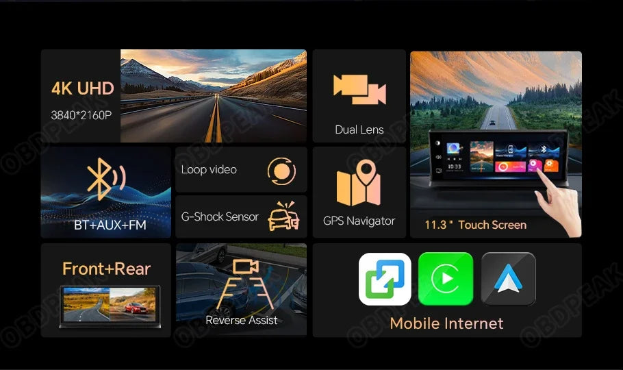 11.3 inch Car DVR 4K Dash Cam