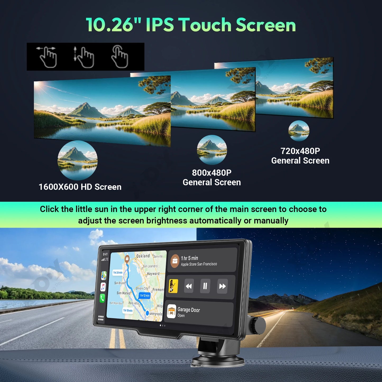4K 10.26" Touch Screen Car DVR Dashcam Wireless