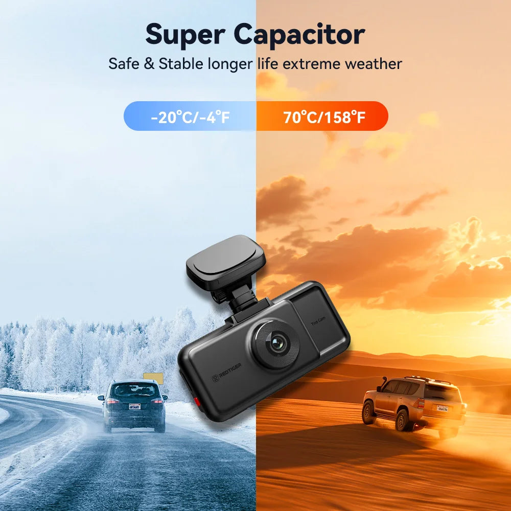 REDTIGER A6  3 Cameras Front/Cabin/Rear Cam 4K