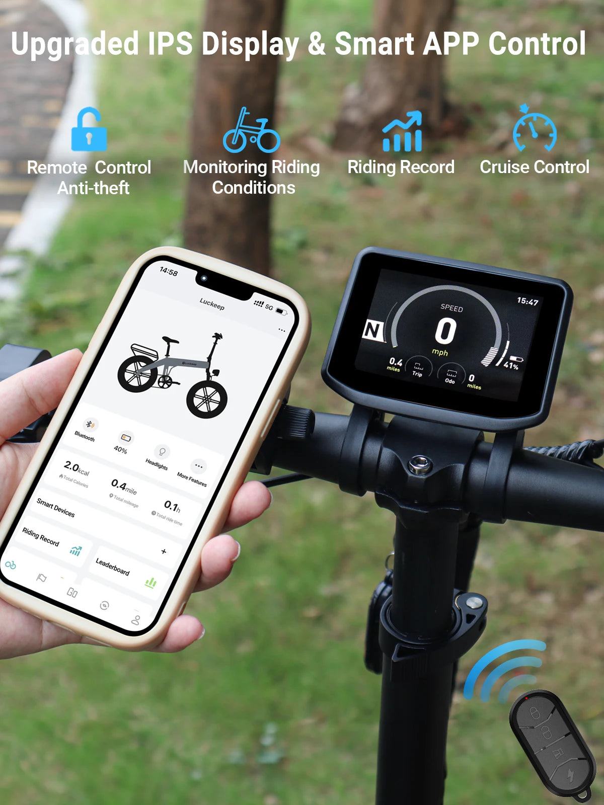 Luckeep X1 Fold Electric Bike 1500W Peak Motor 48V15AH Battery Electric Bicycle Hydraulic Disc Brakes 20" x 4.0" Fat Tire Ebike
