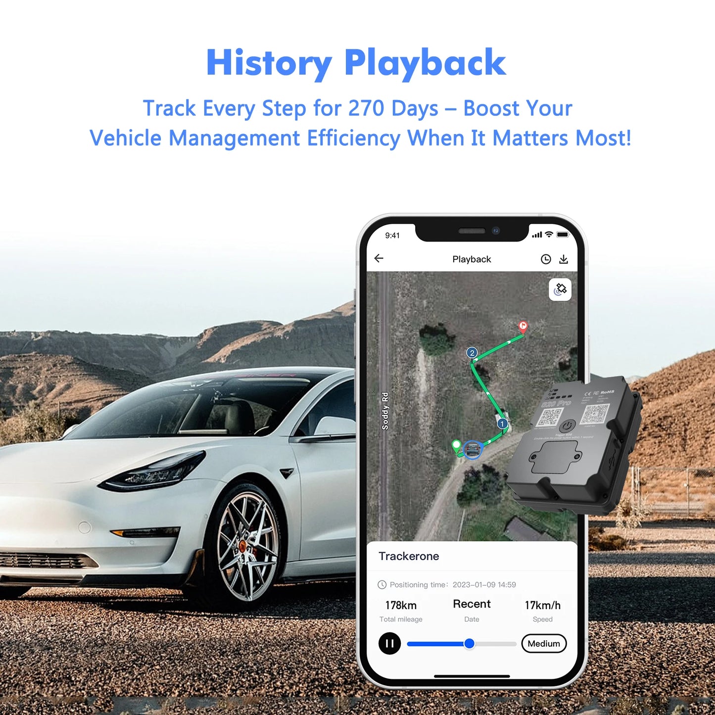 4G GPS Tracker , Real-Time 30 Days Tracking Device Anti-Theft Vehicle Locator, Paid Android/iOS App