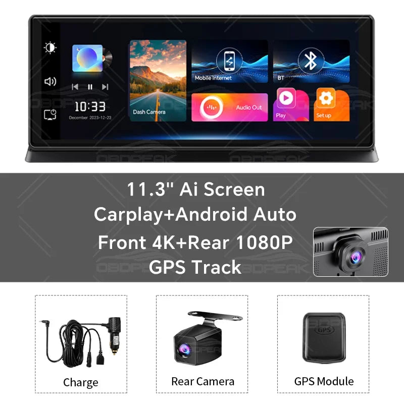 11.3 inch Car DVR 4K Dash Cam
