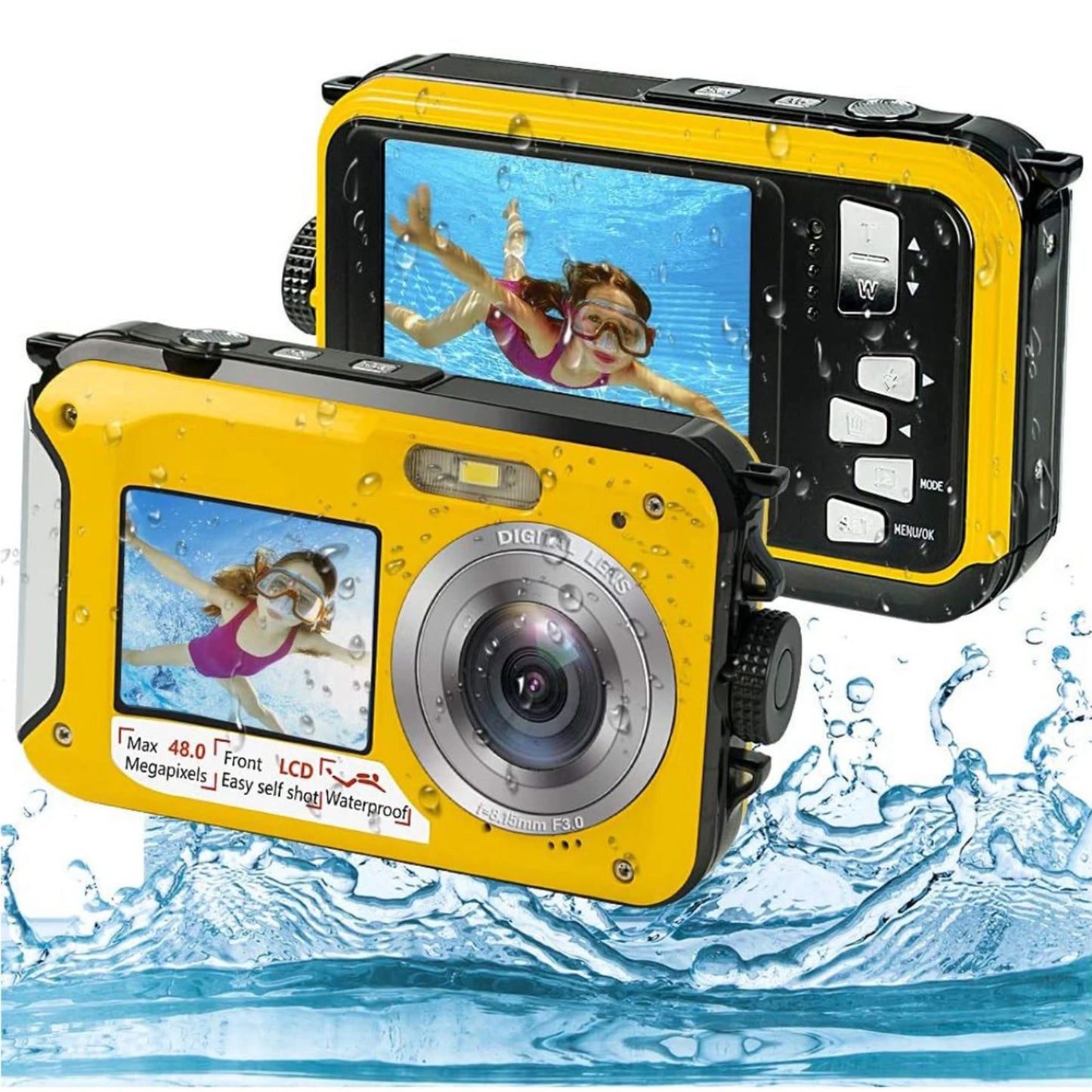 Underwater Camera - 16X Waterproof HD 2.7K 48MP Digital Camera for Snorkeling