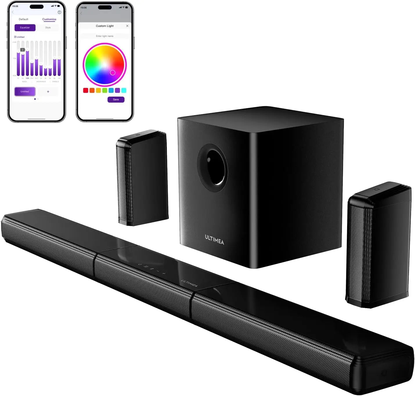 ULTIMEA 410W 7.1ch Soundbar with Wireless Subwoofer & 2 Surround Speakers, Surround Sound System Home Theater Bluetooth Speakers