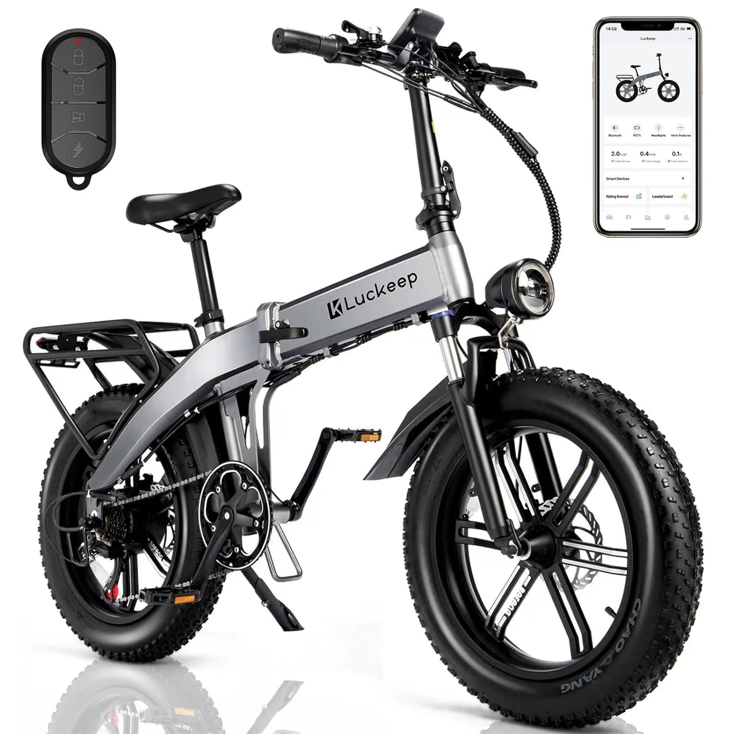 Luckeep X1 Fold Electric Bike 1500W Peak Motor 48V15AH Battery Electric Bicycle Hydraulic Disc Brakes 20" x 4.0" Fat Tire Ebike