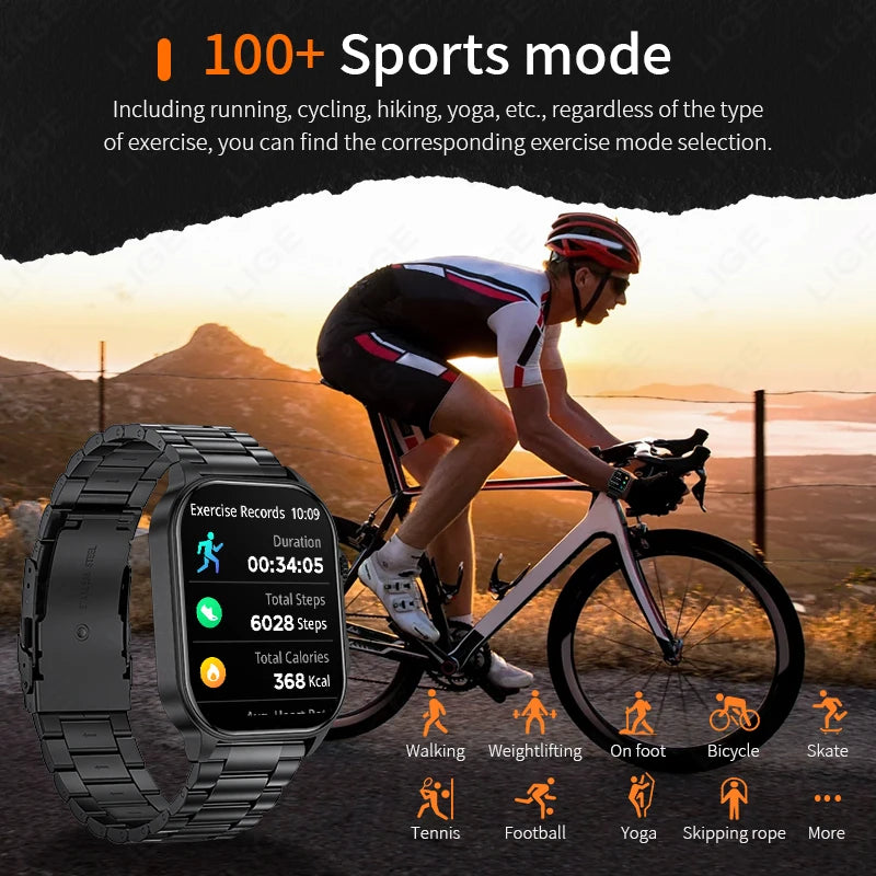 LIGE New Smart Watch LED Flashlight Military Sport Watches