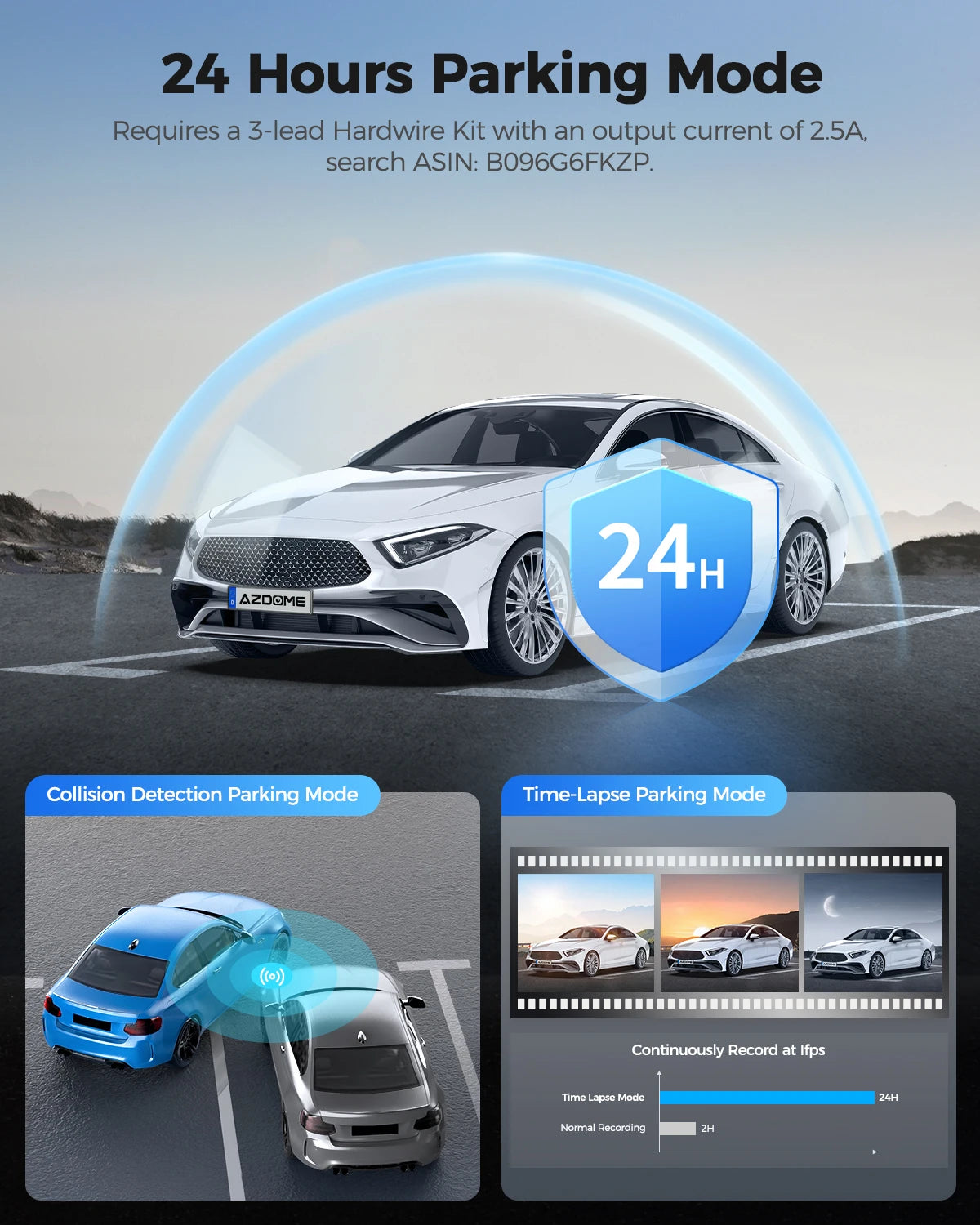 AZDOME PG17 12" WiFi Mirror Dash Cam 4K Front and 1080P Rear View Mirror Camera for Cars