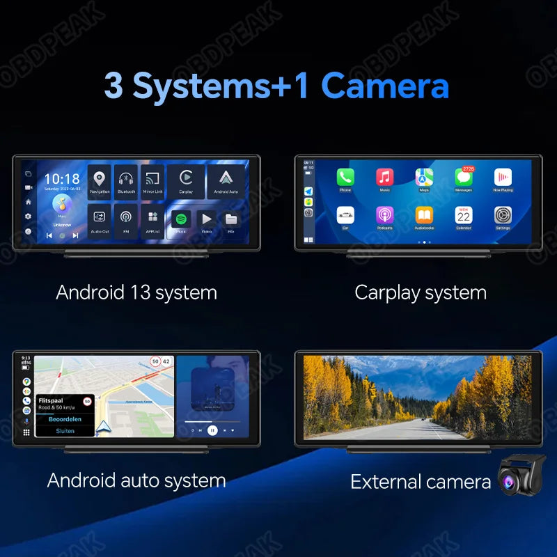 OBDPEAK T30 10.26“ Android 13  Ai Screen Carplay Android  Mirror Camera