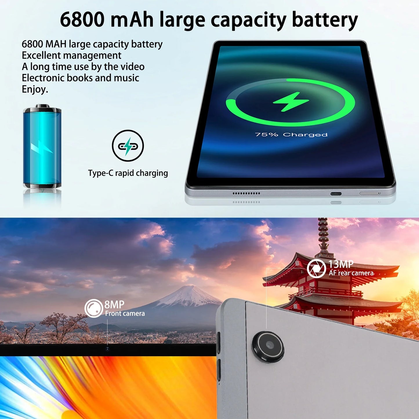 URAO C9+ 11 Inch Tablet Android 14 12GB RAM 128GB ROM(1TB TF Extensions)