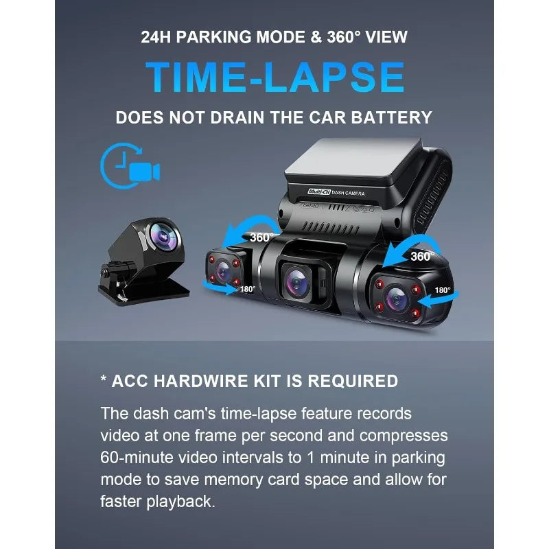 360 Degree View 4 Channel Dash Cam ,