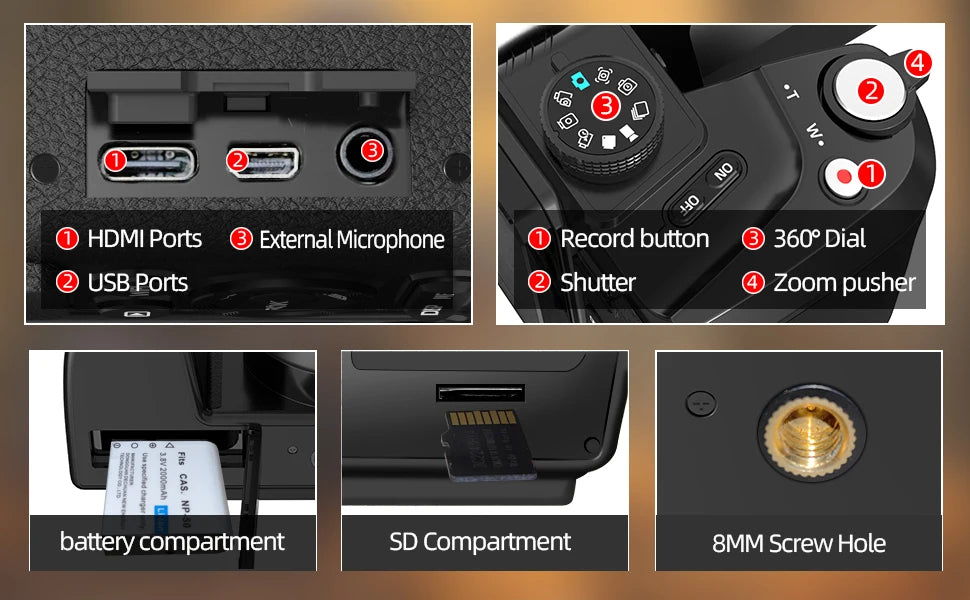 Digital Camera 4K 64MP  beginners easy to learn and operate camera