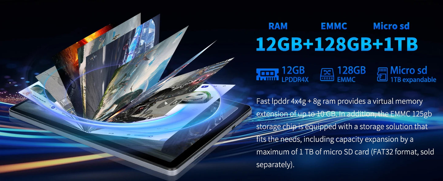 C9+ 11 Inch Tablet HD Display Android14 Octa-Core Processor 12GB RAM+128GB ROM(1TB TF)