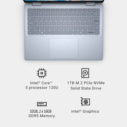 Dell Inspiron 14" 2-in-1 Touchscreen Laptop,Intel Core 5 120U,40GB RAM,2TB SSD,‎Intel Graphics,Ice Blue