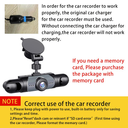 1080P 4-Channel Car DVR with HD Display, Front and Rear Cameras,