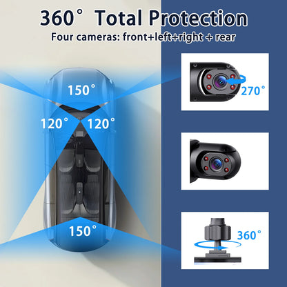 1080P 4-Channel Car DVR with HD Display, Front and Rear Cameras,