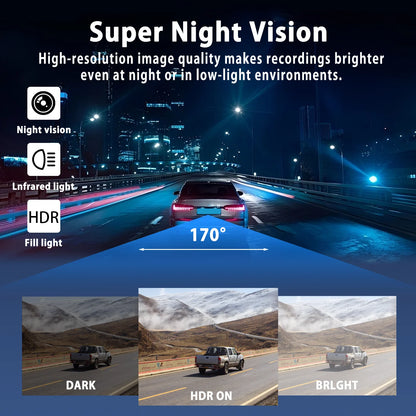 1080P 4-Channel Car DVR with HD Display, Front and Rear Cameras,