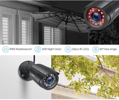 ZOSI 3K Lite Security Camera System AI Human Vehicle Detection 8CH HD TVI Video DVR Recorder 2MP 1080P CCTV Surveillance Camera