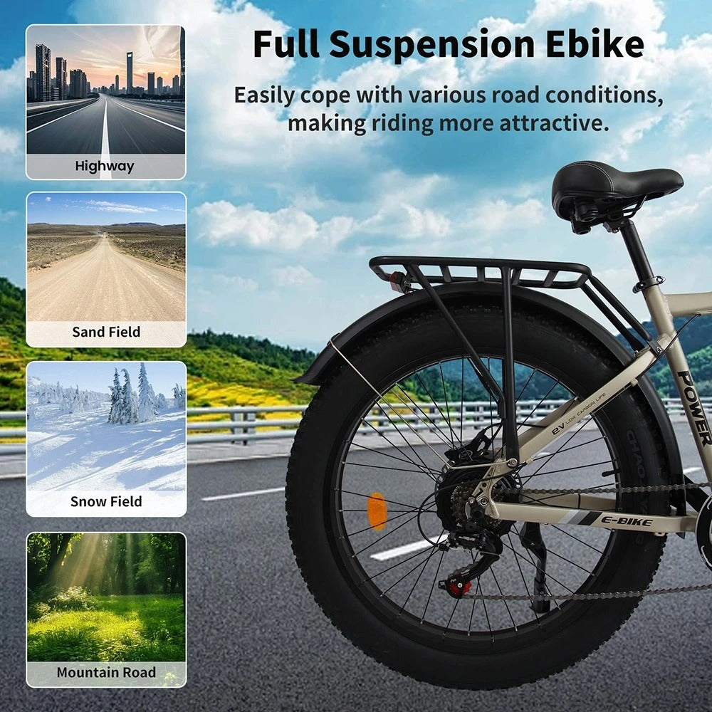 ORLMS MX500 26" Fat Tire Mountain Electric Bike 2000W Dual Motor 52V 25Ah Battery