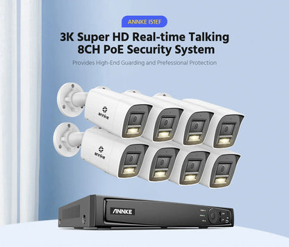 ANNKE 4K Ultra HD POE Video Surveillance System 8CH H.265+ NVR With 4K Security Cameras CCTV Kit Audio Recording 8MP Ip camera